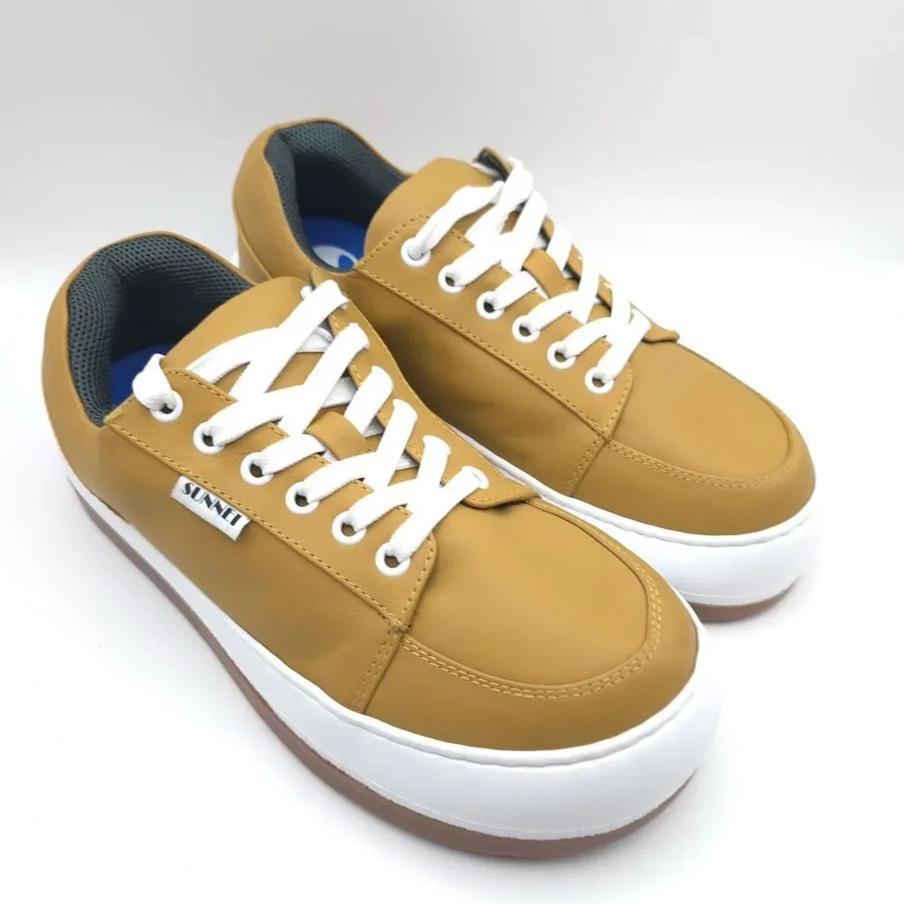 Sunnei NEW Shoes Sneakers Dreamy‎ Size 38 Platform Ocher Leather MADE IN ITALY